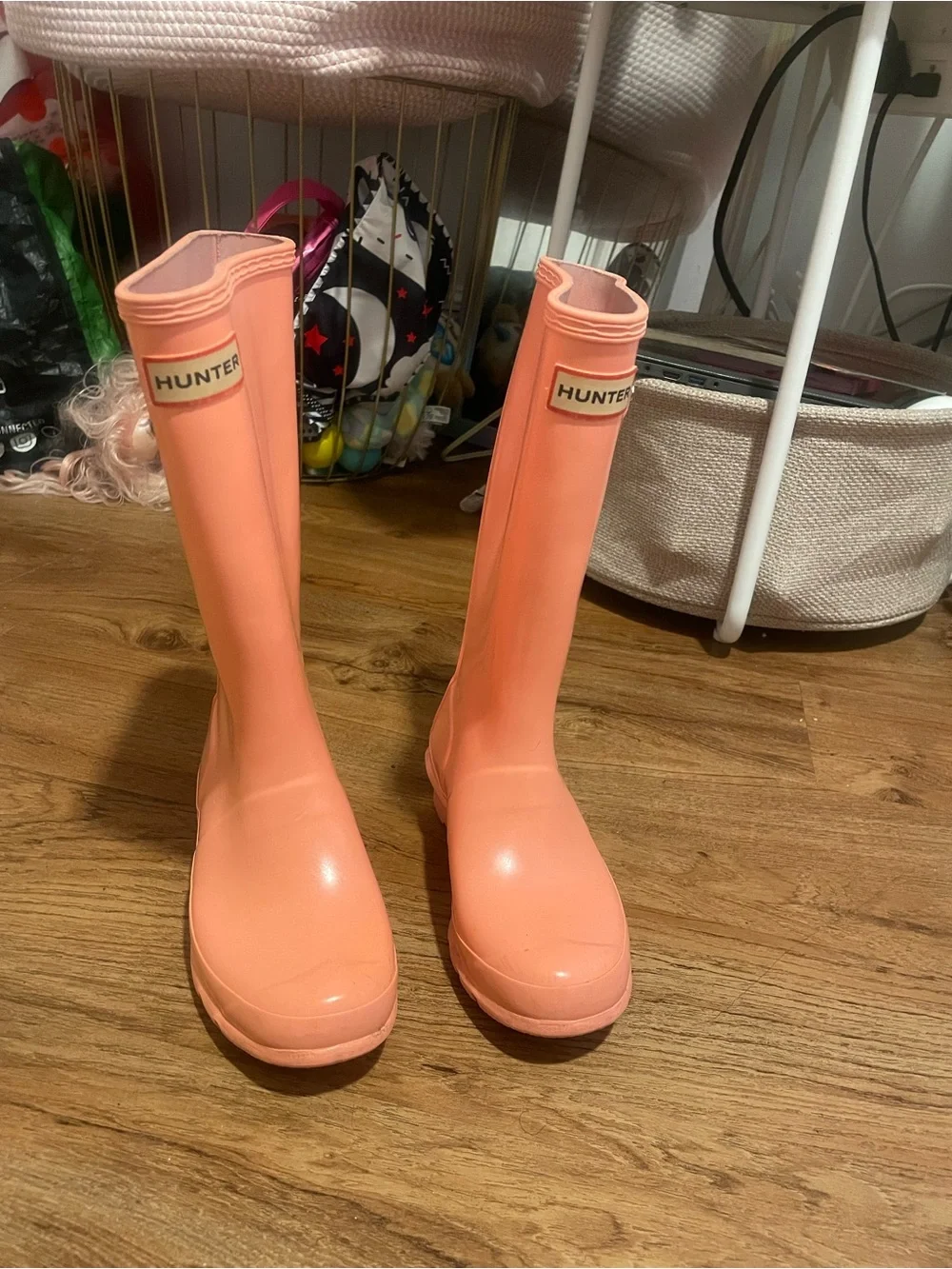 Hunter Kids Coral Pink Tall Rain Boots